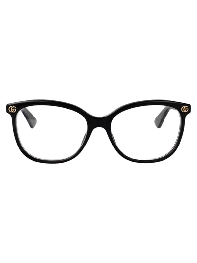 Gucci Black-black-transparent Acetate Glasses In Black