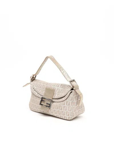Fendi Zucca Glitter Baguette Bag In Neutral