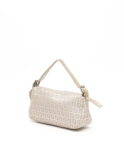 Fendi Zucca Glitter Baguette Bag In Neutral