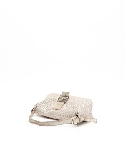 Fendi Zucca Glitter Baguette Bag In Neutral