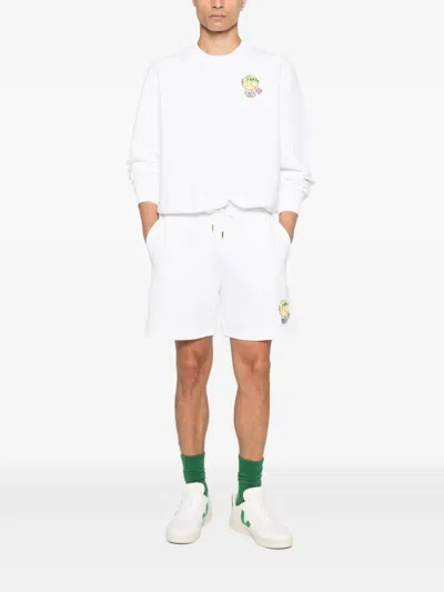 Casablanca Drawstring Graphic Shorts In White