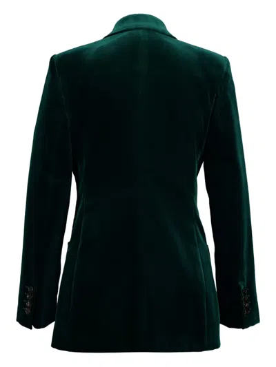 Gucci Velvet Blazer With Regular Fit And Pockets In Green