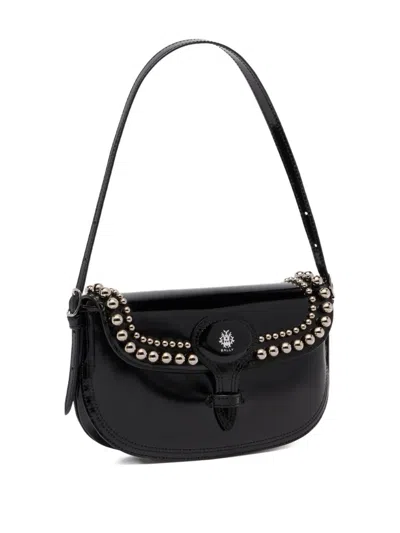Bally Small Beckett Studded Leather Shoulder Bag In Black