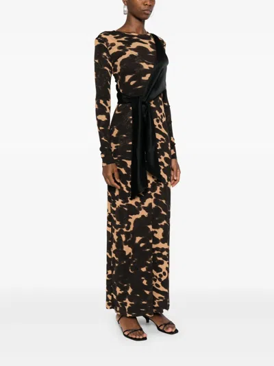 Nanushka Yura Dress Midnight Mocha Apricot/black In Brown