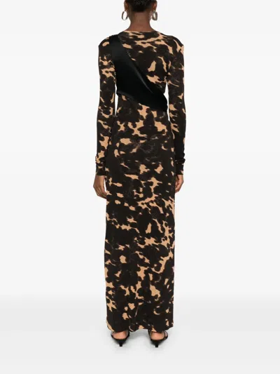 Nanushka Yura Dress Midnight Mocha Apricot/black In Brown