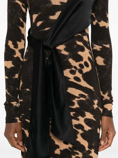 Nanushka Yura Dress Midnight Mocha Apricot/black In Brown