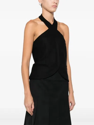 Giorgio Armani Top Mit Neckholder In Black