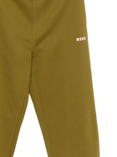 Msgm Logo-print Track Pants In Brown