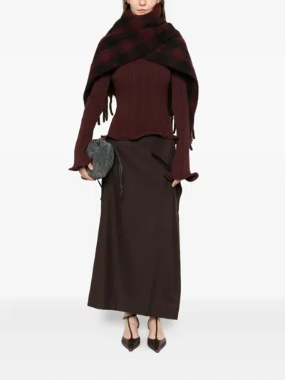 纽扣开衩半身裙