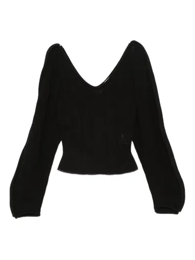 Séfr Anguille Raglan V-neck Sweater In Black