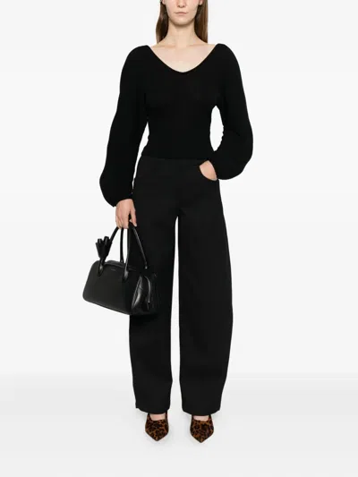 Séfr Anguille Raglan V-neck Sweater In Black