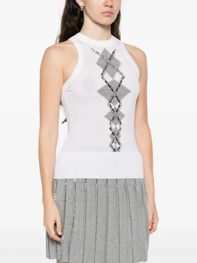 Ermanno Scervino Verziertes Oberteil Mit Rautenmuster In White