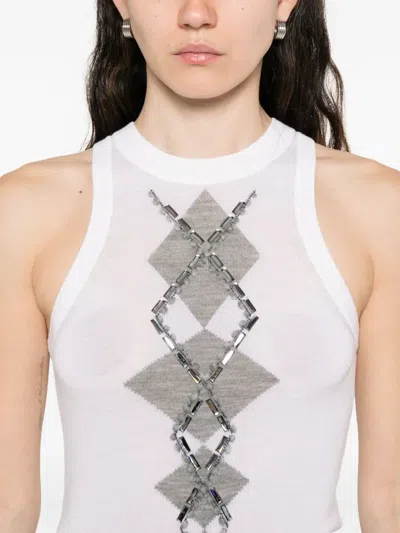 Ermanno Scervino Verziertes Oberteil Mit Rautenmuster In White