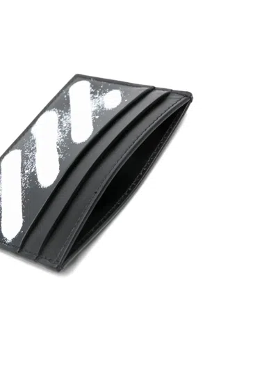 Off-white Diagonal Spray Stripe Cardholder In Black