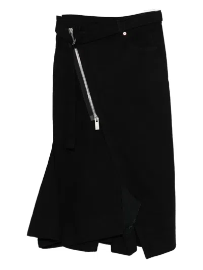 Sacai Zip-detail Skirt In Black