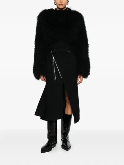 Sacai Zip-detail Skirt In Black