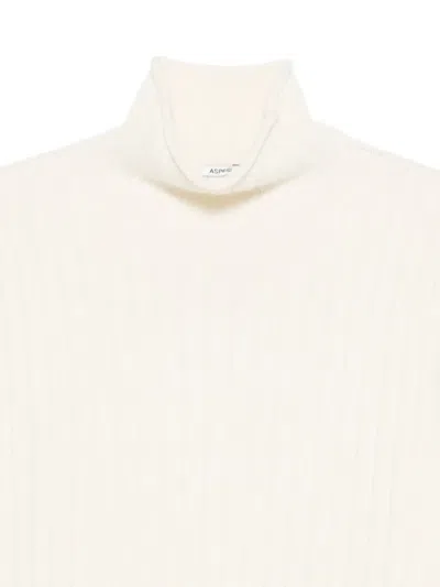 Aspesi Gerippter Strickpullover In White