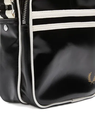 Fred Perry Black Canvas Crossbody Bag In Black