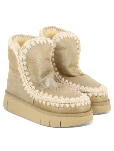 Mou Beige Leather Ankle Boots In Neutral