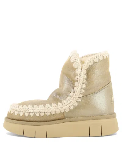Mou Beige Leather Ankle Boots In Neutral