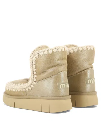 Mou Beige Leather Ankle Boots In Neutral
