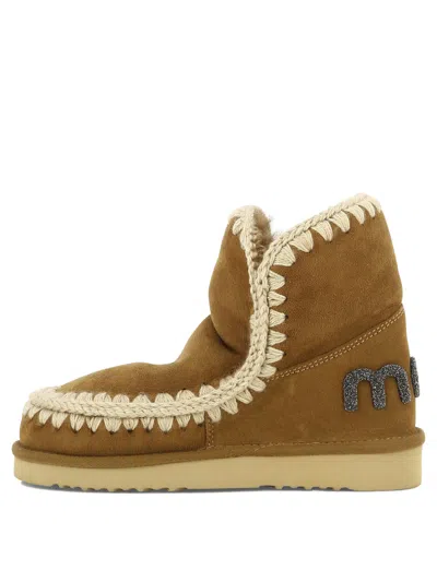 Mou Beige Suede Ankle Boots In Brown