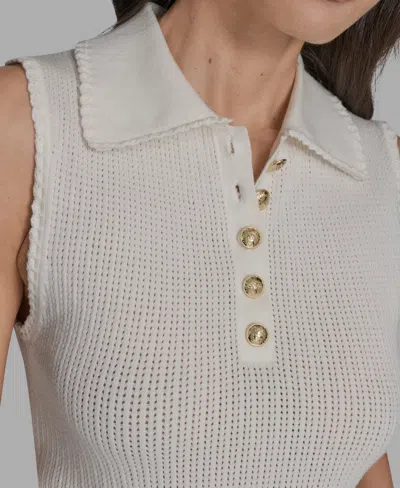 Bcbg Women's Cotton Collared Sleeveless Knit Top In Multi