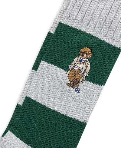 Polo Ralph Lauren Embroidered Rugby Bear Socks In Gray