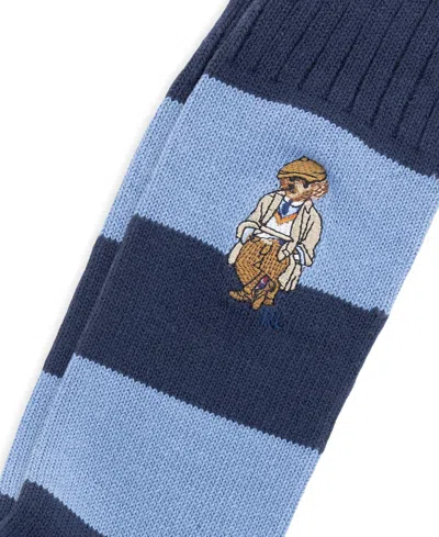 Polo Ralph Lauren Embroidered Rugby Bear Socks In Blue