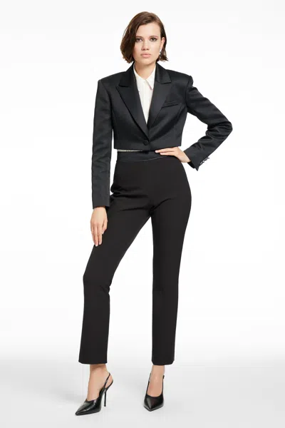 Toccin Freya Cropped Tuxedo Blazer In Black