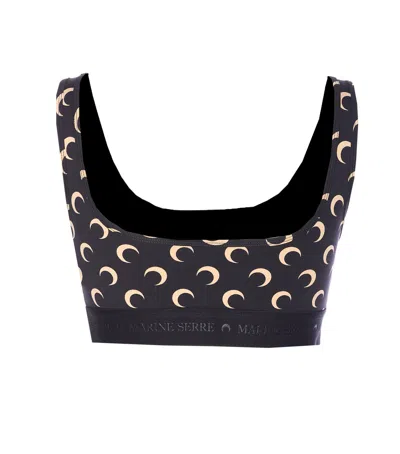 Marine Serre Crescent Moon Print Top In Black
