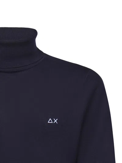 Sun 68 Cotton And Wool Turtleneck Sweater In Blue