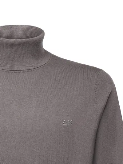 Sun 68 Cotton And Wool Turtleneck Sweater In Gray