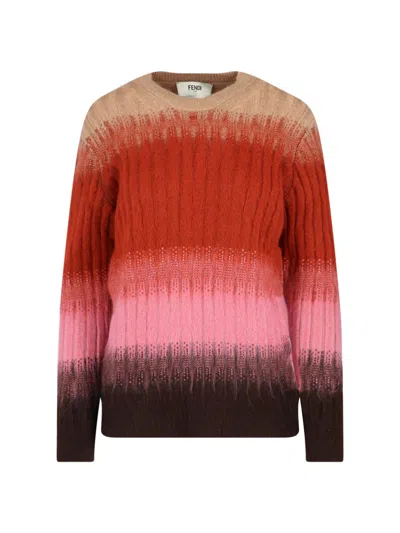 Fendi Gradient Mohair And Wool Fitted Jumper Clothing In Multi