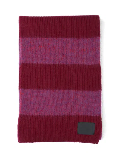 Paul Smith Textured Striped Scarf For All Seasons In Burgundy