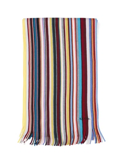 Paul Smith Striped-intarsia Wool Scarf In Multi