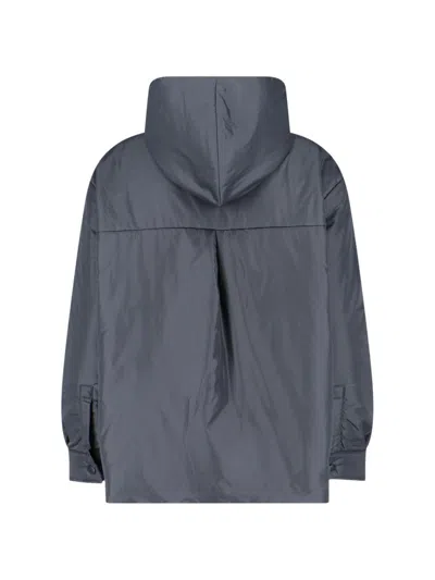 Aspesi Long-sleeved Button-up Hooded Jacket In Gray