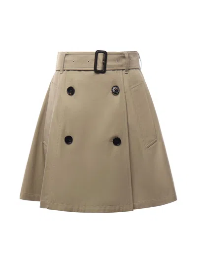 Burberry Beige Trench Mini Skirt In Gabardine In Neutral