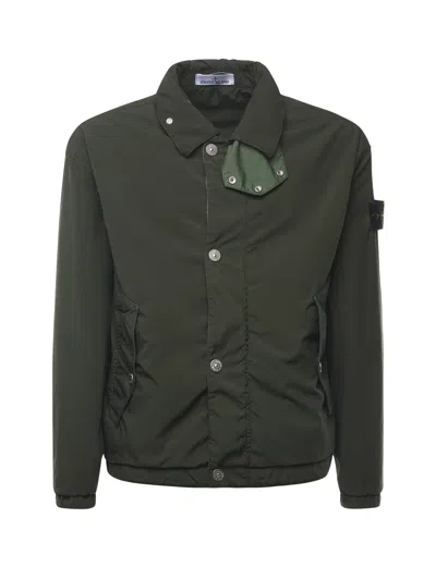 Stone Island Coach Jacket With Anti-drop And Snap Pockets In Green