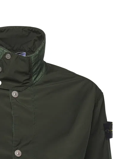 Stone Island Coach Jacket With Anti-drop And Snap Pockets In Green