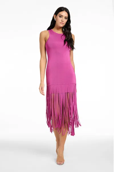 Toccin Margaux Mini Dress With Fringe In Pink