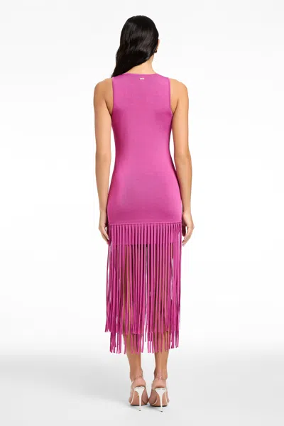 Toccin Margaux Mini Dress With Fringe In Pink