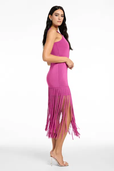 Toccin Margaux Mini Dress With Fringe In Pink