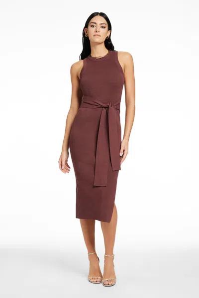 Toccin Piper Sleeveless Tie-front Midi Dress In Burgundy