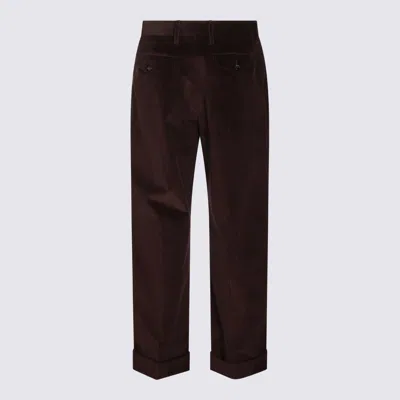 Burberry Relaxed Fit Trousers Cuffed Hem In Brown