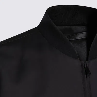 Giorgio Armani High Collar Jacket With Ribbed Cuffs And Pockets In Black