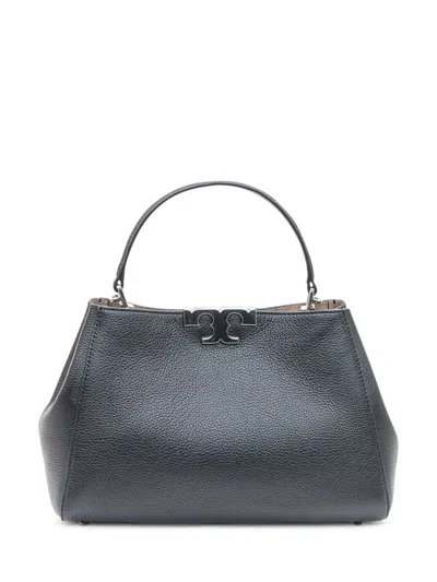 Tory Burch Eleanor Pebbled Medium Black Bag In Black