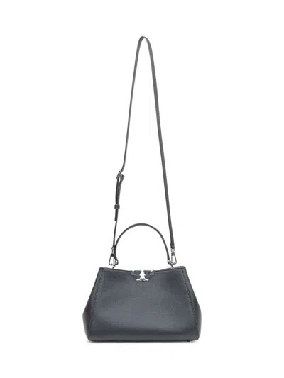 Tory Burch Eleanor Pebbled Medium Black Bag In Black