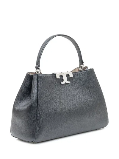 Tory Burch Eleanor Pebbled Medium Black Bag In Black