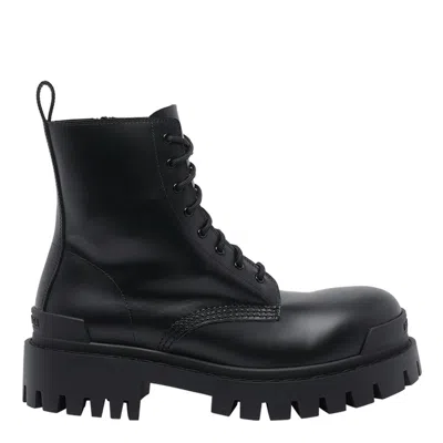 Balenciaga Leather Boots With Maxi Rubber Sole In Black
